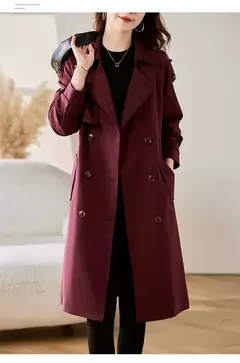 Primavera outono 2025new trench coat feminino coreano meados de longo duplo breasted feminino trench casaco blusão senhoras outerwear topos na internet