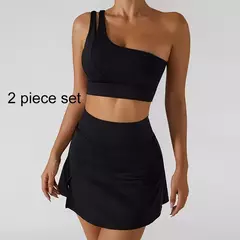Conjunto de saia de ioga para mulheres, treino de ginástica, sutiã de ombro feminino de cintura alta, sutiã de tênis feminino - comprar online