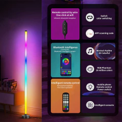 Lâmpada de assoalho led inteligente rgb remoto & controle app sincronização música iluminação canto temporizador moderno humor lâmpada pé para sala estar jogos - loja online