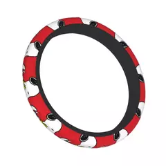 Capa de volante do carro vermelho snoopy woodstock universal trança dos desenhos animados na capa de volante estilo do carro acessórios automóveis