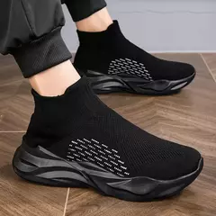 Tênis de sola grossa antiderrapante para mulheres, sapatos respiráveis, sapato de grife, meias de tênis, luxo leve, feminino - loja online