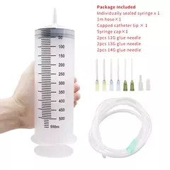 Seringas grandes de 100-550ml com tubo para seringas de plástico líquido com tampa de ponta para distribuição de cola, rega, recarga, alimentação - Wolf Magazine