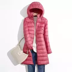 Casaco Puffer Longo Embalável Ultra Leve para Mulheres, Casaco Fino Coreano com Capuz, Feminino, Plus Size, 5XL, 6XL, 7XL, Outono, Inverno - comprar online