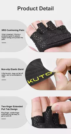 KUTOOK-Luvas Esportivas de Fitness para Treinamento, Halterofilismo, Treino, Luvas Parciais Duráveis com Almofada para Exercício, Acessórios de Ginástica - Wolf Magazine