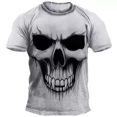 Imagem do Camiseta de crânio extragrande manga curta masculina, streetwear de hip-hop, blusa casual, camiseta Harajuku, Y2k, roupa gola O, tendência