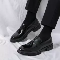 Mocassins macios masculinos, sapatos de couro borla, sapatilha de condução, marca de luxo, plus size, 46, alta qualidade, moda - loja online