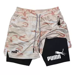 Calções de compressão de dupla camada respirável masculino, elásticos, de secagem rápida, multi-funcional, 2 em 1, verão, M-3XL - comprar online