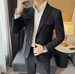 Blazers masculinos de peito único, ternos cinza, casacos grandes, tamanho grande, moda de alta qualidade, novo em 2020 - Wolf Magazine