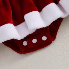 MISOWMNJOY-Romper de veludo com bowknot para bebês, vestido de festa de Natal, roupas recém-nascidas, macacão de manga comprida