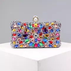 Sacos de noite completos dos diamantes, flor acrílica, embreagem dos strass, pérola do metal, baile luxuoso, bolsas do jantar do casamento - loja online