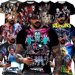 Camiseta casual masculina, filme de terror, atmosfera, grande, suspense, venda quente, novo, 2024 na internet