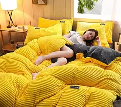 Coral Fleece Duvet Cover com Pillowscaso, Flanela grossa, conjuntos de cama quentes, capa de edredão dupla, King, Twin, cama queen size, inverno, 3pcs - loja online
