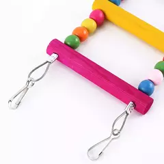 Imagem do Escada de escalada suspensa de madeira multicolorida, brinquedos, 12 degraus, ponte colorida, balanços para pássaros, papagaio, periquito, calopsita, periquito
