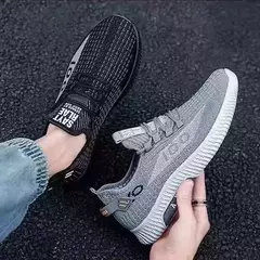 Sapatos casuais de trabalho de baixo nível antiderrapante com sola macia, sapatos de malha respirável, pano de primavera e outono