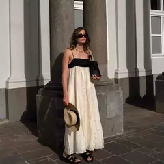 Vestido maxi feminino com sling oco, sem mangas, sem costas, vestidos soltos, streetwear casual, moda feminina, cor contrastante, sexy, 2024 - Wolf Magazine