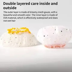 Double-Layer Shower Cap para senhoras, PVC, impermeável, à prova de óleo, banheiro, cozinha, agregado familiar, banhando-se na internet