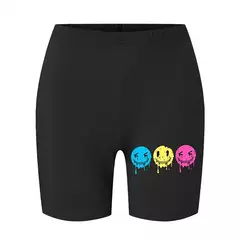 Meia-calça curta feminina casual fitness, amor engraçado, estampas gráficas de rosto sorridente, leggings elásticas altas, roupas esportivas femininas finas e macias - Wolf Magazine