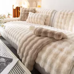 Imitação de Pele De Coelho Sofá De Pelúcia Slipcover, Antiderrapante, Toalha Macia, Almofada Do Sofá, Sala De Estar, Decoração Moderna De Casa na internet