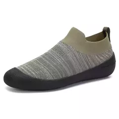 Sapatos masculinos tênis de malha respirável sapatos casuais plus size tênis leves meias deslizamento em apartamentos sapatos de caminhada macios - loja online