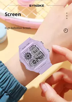 SYNOKE-Digital relógios para mulheres, luminoso, multifunções, impermeável, cronógrafo, relógio de pulso, ao ar livre, meninas, estudante, esportes, nova moda