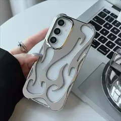 Novo padrão de chama 3d caso para samsung galaxy s25 s24 s22 s23 ultra plus a16 a06 a55 moda oco fino à prova de choque capa macia