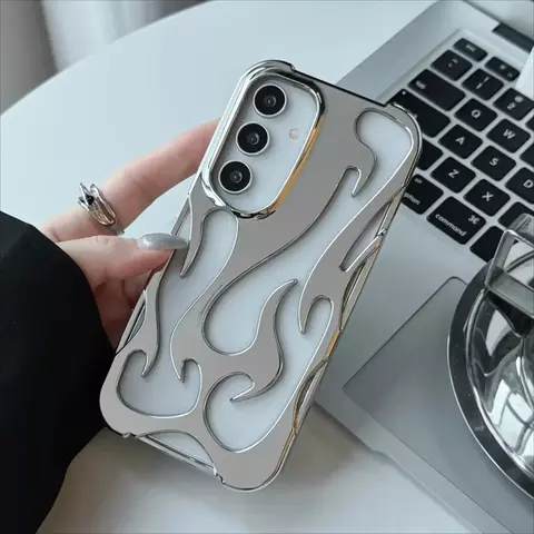 Novo padrão de chama 3d caso para samsung galaxy s25 s24 s22 s23 ultra plus a16 a06 a55 moda oco fino à prova de choque capa macia