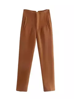 Imagem do TRAF-Calças lápis cintura alta com costura para mulheres, calças no tornozelo, moda escritório, streetwear outono, 2023