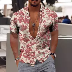 Camisa Havaiana Masculina com Estampa 3D de Coqueiro, Camisa Praia Confortável, Top Manga Curta, Moda Casual, S-6XL na internet