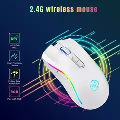 Imagem do HXSJ-T69 Mouse mecânico sem fio para jogos, 2.4G, RGB, ergonômico, 7 botões programáveis, 4800DPI, Office Gamer
