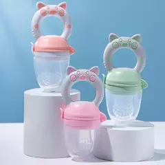 Alimentador de Silicone Baby Fruit com tampa, Extrator de suco fresco, Frutas e vegetais mordida comendo chupeta, Grau alimentício