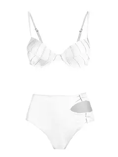 Conjunto de biquíni de três peças, sutiã acolchoado, borla, saia de praia de cintura alta, maiô de verão, moda sexy, monocromático