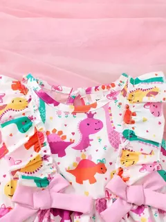 Vestido sem mangas de dinossauro pequeno para menina, saia legal dos desenhos animados, adequado para o verão à beira-mar e areia, moda para criança, 0 a 3 anos - comprar online