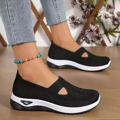 Imagem do Sapatos mistos de tricô elástico para mulheres, mocassins de plataforma respirável de malha externa, sapatilhas leves resistentes ao desgaste, verão