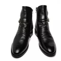 Elegante bota de couro chelsea masculina, sapato de tornozelo masculino, slip-on, vestido formal, moda, outono, inverno - comprar online