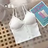 Camisola feminina de malha sem mangas, blusa feminina com botões, camisa monocromática, colete sexy com alça, vestido de verão, 2022
