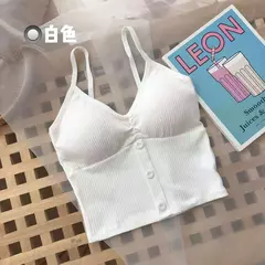 Camisola feminina de malha sem mangas, blusa feminina com botões, camisa monocromática, colete sexy com alça, vestido de verão, 2022
