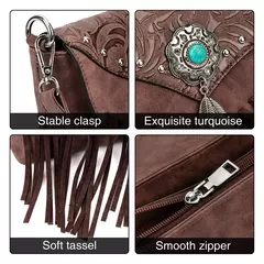 Celela design original bolsa de ombro para as mulheres couro do plutônio luxo embreagem designer bolsas ocidental bolsa franja saco do mensageiro - loja online