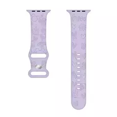Pulseira de Silicone para Apple Watch, Mickey, Disney, Faixa Floral Gravada, Cute iWatch Series 9, 8, 7, 6, 5, 4, 3, 2, SE, 41mm, 40 milímetros, 38 milímetros