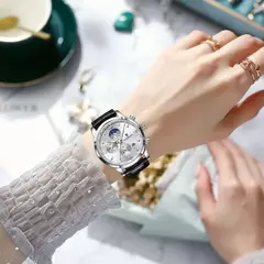 LIGE-Relógio de pulso quartzo impermeável feminino, pulseira de couro, relógio esportivo casual, moda luxo, 24 horas - Wolf Magazine