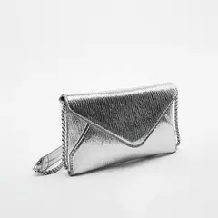 Bolsa de ombro única para mulheres, bolsa quadrada pequena, bolsa crossbody, bolsas prateadas, mini corrente, envelope, elegante na internet