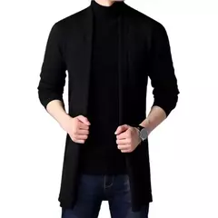 Imagem do Cardigan de tricô masculino, suéter útil, casaco todo, outono e inverno