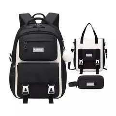 School Bag Set Inclui Study Bag e Pencil Case, Mochila de grande capacidade, Charme impermeável dos desenhos animados, Mochila de viagem ao ar livre, 3 pcs na internet