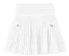 Minissaia plissada de cintura alta feminina, estilo coreano, branca, casual, fina, Universidade, Metal, letra D, verão