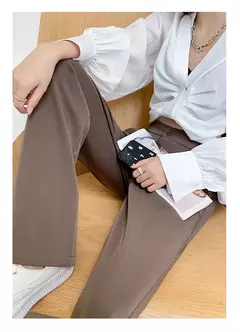 Calça feminina de cintura alta até o chão, branca, solta, perna larga, feminina de escritório, reta, roupas longas, senhoras, outono, inverno na internet