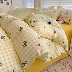 Conjunto de cama para meninas, capa de edredão, folha plana, fronha, sem enchimento, roupa de cama, macia, gêmea, completa, queen size, 3, 4pcs - loja online