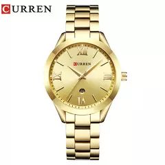 Imagem do Curren-relógio das mulheres, estilo retro, impermeável, aço, quartzo, presente de Natal, 9007