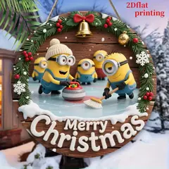 Minions de natal sinal de madeira quintal sinal redondo criativo decorativo adequado para casa jardim terraço neve casa decoração - comprar online