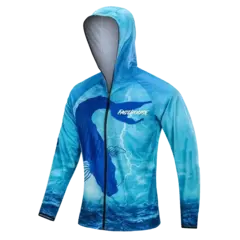 Camisas de pesca masculinas com capuz longo, jaqueta UV respirável, camiseta ao ar livre, zíper completo, upf 50, verão unissex