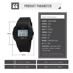 SKMEI-Relógios de pulso militares impermeáveis para homens, 1628 relógio esportivo, display LED, relógio masculino, contagem regressiva digital, 1988 - comprar online