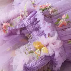 Vestido de malha bordado feminino, Alça de fada, Asas de arco traseiro, Princesa, Aniversário, Doces Bebés, Verão - Wolf Magazine